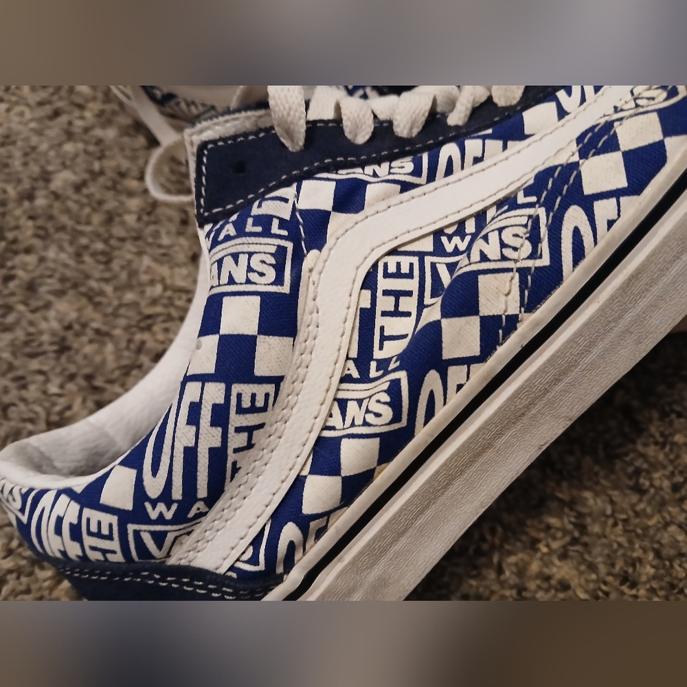 Vans Blue and White Checkered Sneakers - Picture 8 of 16